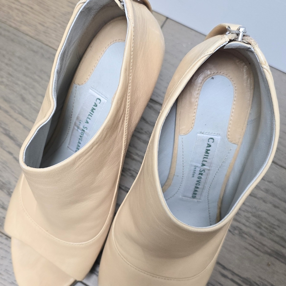 Camilla Skovgaard Open Toe Saw Tooth Platform Peep Toe Bootie in Nude - Picture 7 of 12